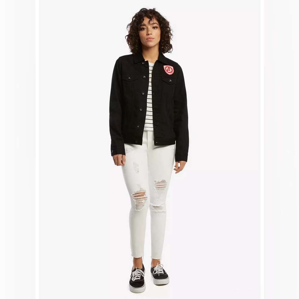 Her Universe Marvel The Avengers embroidered black Denim Jacket with logo patch